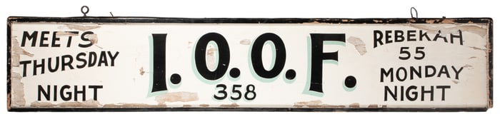 Odd Fellows Lodge No. 358 Double-Sided Sign. (I.O.O.F.). Ci...