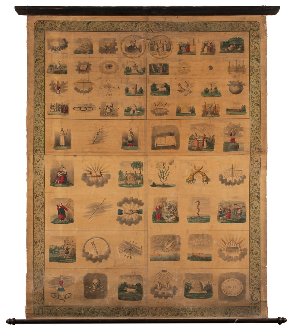 Odd Fellows Symbolic Chart. (I.O.O.F.). Circa 1856. Lithogr... (1 of 2)