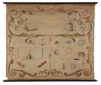 Odd Fellows Symbolic Chart. (I.O.O.F.). Circa 1870s. Oil on...
