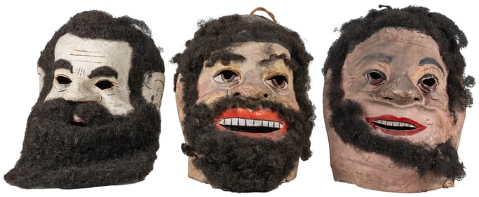 Trio of Odd Fellows Papier-mâché Goliath Heads. (I.O.O.F.)....