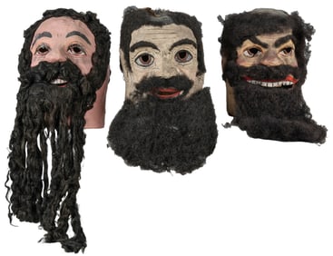 Trio of Odd Fellows Papier-mâché Goliath Heads. (I.O.O.F.)....