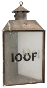 Odd Fellows Tin and Glass Lantern. (I.O.O.F.). Circa 1880s....