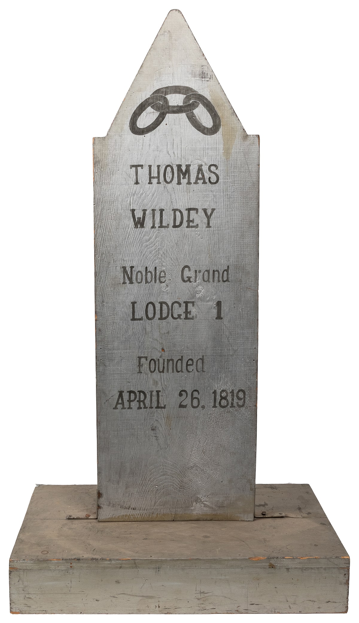 Odd Fellows Tombstone. (I.O.O.F.). Circa 1880. Painted wood... (1 of 1)