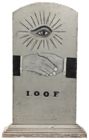 Odd Fellows Wooden Tombstone. (I.O.O.F.). Circa 1880s. Hand...