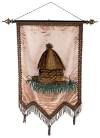Odd Fellows Beehive Banner. (I.O.O.F.). Circa 1900. Hand pa...