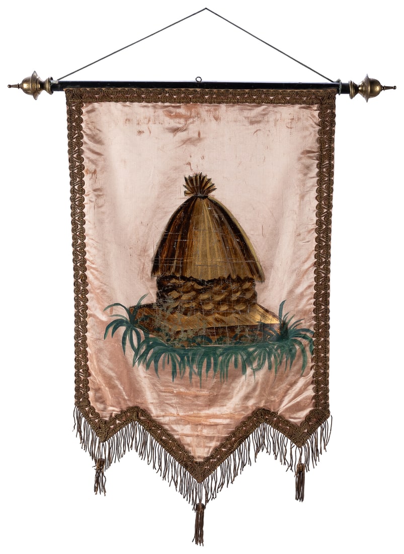 Odd Fellows Beehive Banner. (I.O.O.F.). Circa 1900. Hand pa... (1 of 1)