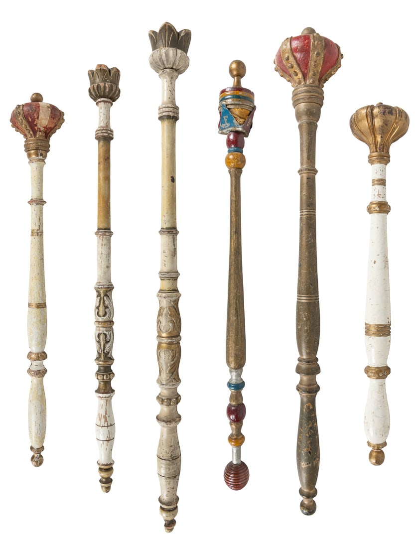 Six Odd Fellows Wooden Scepters. (I.O.O.F.). Circa 1890s. C... (1 of 7)