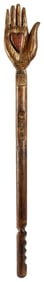 [FOLK ART]. Heart in Hand Carved Staff. 20th Century. Charm...