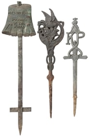 Three Fraternal Grave Markers. Circa 1900.