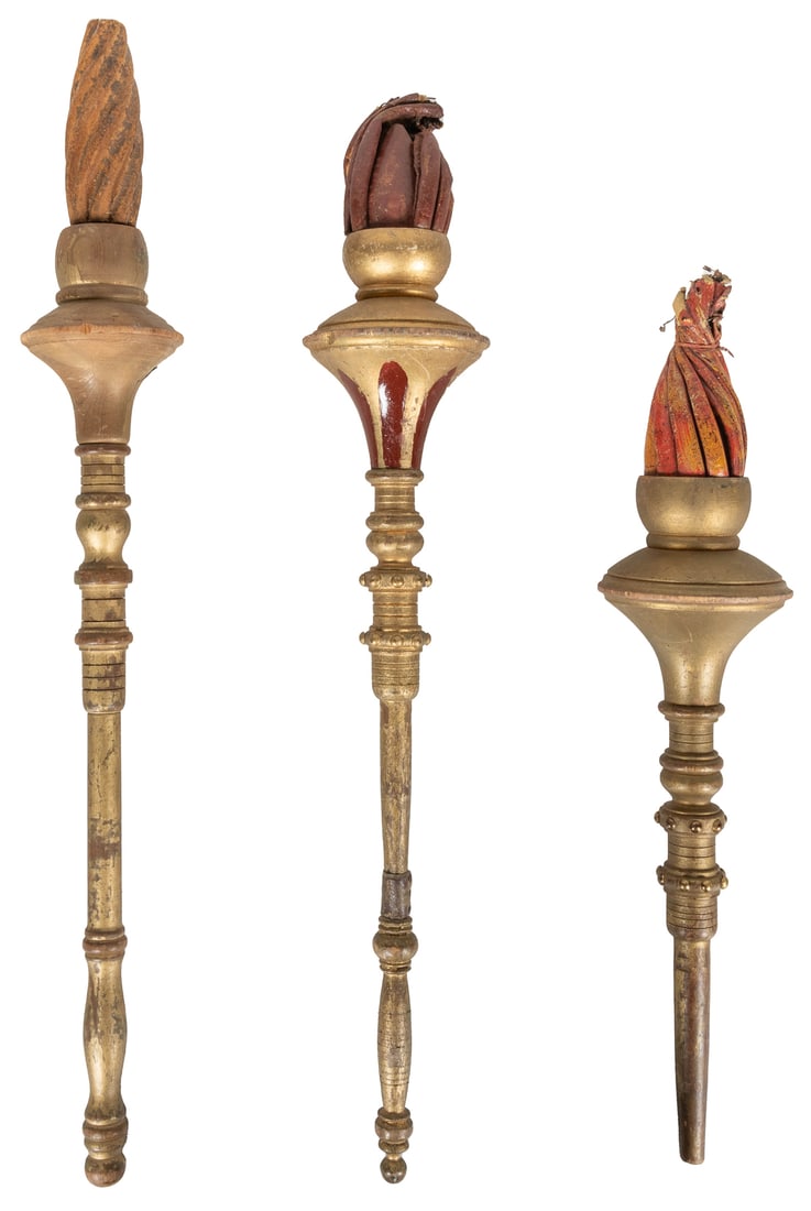 Three Odd Fellows Torches with Flames. (I.O.O.F.). Circa 18... (1 of 1)