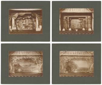 Four Fraternal Stage Set Photographs. 1890-1920s. Each on m...