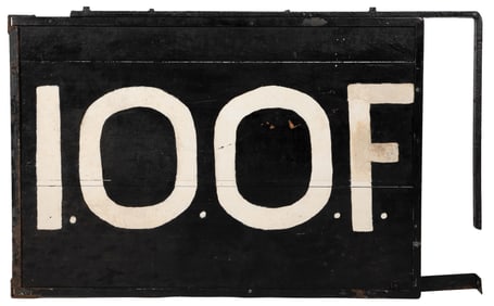I.O.O.F. Sign (Odd Fellows). Circa 1920. Two-sided painted ...