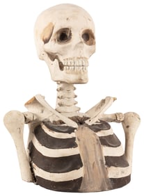 [FOLK ART]. Odd Fellows Papier-Mâché Skeleton Bust. (I.O.O....