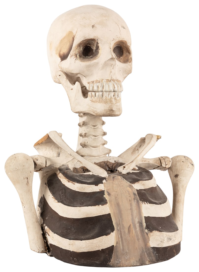 [FOLK ART]. Odd Fellows Papier-Mâché Skeleton Bust. (I.O.O.... (1 of 1)