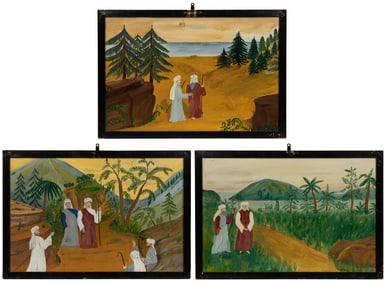 Odd Fellows Second Degree Charts, Three Paintings. (I.O.O.F...