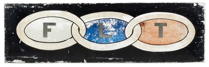Odd Fellows Three-Link “FLT” Chain Reverse Glass Painting. ...