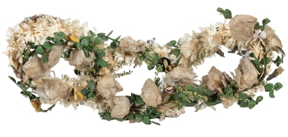 Faux Flower Casket Wreath. (I.O.O.F.). 1940s. Mixed media. ...