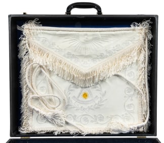 Masonic Degree Apron in Case from Kilwinning Lodge 311 A. F...