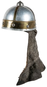 Pair of Costume Helmets. (Likely I.O.O.F.). Metal with fabr...