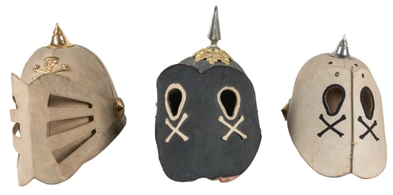 Three Odd Fellows Costume Visor Helmets. (I.O.O.F.) Circa 1...