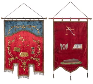 Pair of Odd Fellows Third Degree Banners. (I.O.O.F.). Early...
