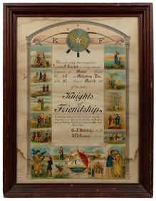 Knights of Friendship Diploma. 1904. Chromolithograph on pa...