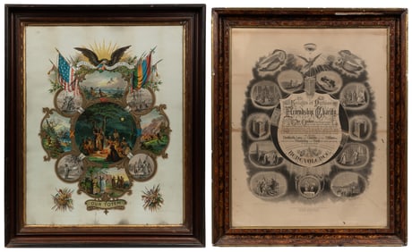 Two Fraternal Lithographs. Late 19th century. Including Kni...