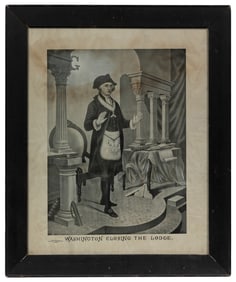 Two Masonic Works on Paper. Including “A Meeting of Freemas...