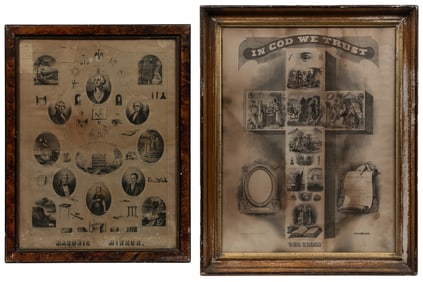 Two Masonic Lithographs. Mid-late 19th century. Lithographs...