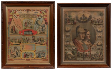 Two Odd Fellow Lithographs. (I.O.O.F.). Cincinnati, OH: Str...