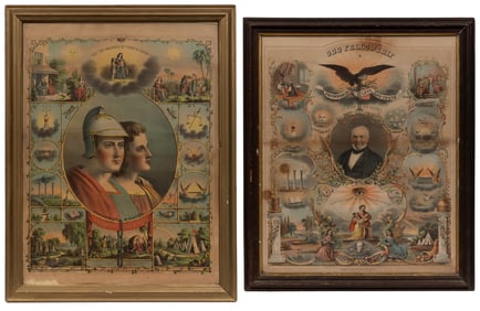 Two Odd Fellow Lithographs. (I.O.O.F.). Cincinnati, OH: Str...
