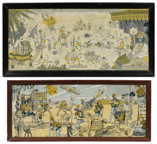 Two Shrine Cartoons. Circa 1920s. Chromolithographs with co...
