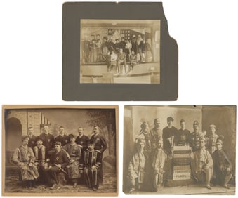 Three Fraternal Photographs. Circa 1890-1920. Two staged gr...