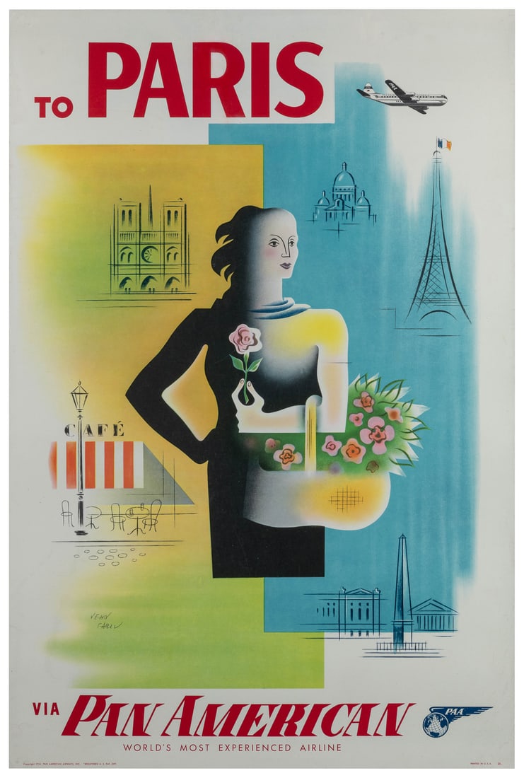 CARLU, Jean (1900 – 1997). To Paris via Pan American. 1954.... (1 of 1)
