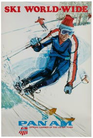 Ski World-Wide / Pan Am. Circa 1970. Poster with an illustr...