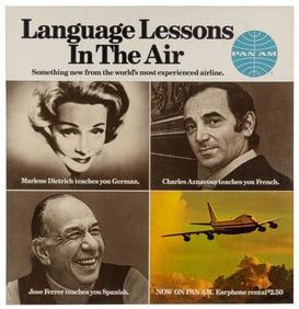 Pan Am / Language Lessons in the Air. Circa 1971. Poster ad...