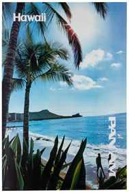 Hawaii / Pan Am. Circa 1980. Photographic airline poster wi...