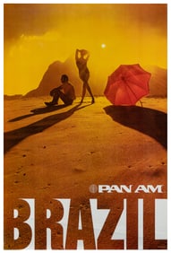 Pan Am / Brazil. Circa 1970s. Photographic airline poster s...