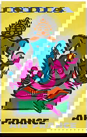 CARLU, Jean (1900 – 1997). India / Air France. 1959. Paris:...: CARLU, Jean (1900 – 1997). India / Air France. 1959. Paris: S.A. Courbet. English language version of this airline poster with a bright illustration of the god Ganesha. 39 1/8 x 24 ½”.