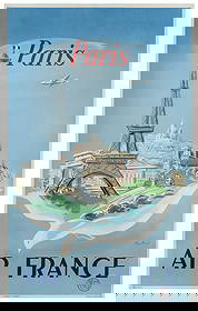 MANSET, Regis (1900 – 1978). Paris / Air France. 1952. Pari...: MANSET, Regis (1900 – 1978). Paris / Air France. 1952. Paris: Affiches Gaillard. Airline poster with landmarks of Paris shown with a white dove, and an Air France plane overhead. 39 x 24 ¼&