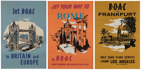 BOAC. Group of 3 posters. Circa 1957-59. Includes: Frankfur...