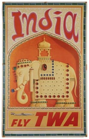 KLEIN, David (1918–2005). India / Fly TWA. Circa 1960s. Off...