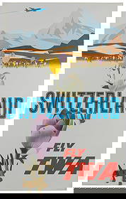 KLEIN, David (1918–2005). TWA / Switzerland. Circa 1960s. T...: KLEIN, David (1918–2005). TWA / Switzerland. Circa 1960s. Travel poster depicting an idyllic scene: crocuses in a snowy alpine field, a silhouette of a plane overhead. Paper. Minor wrinkling aro