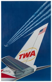 TWA / Star Stream Jet. Circa 1959. Poster depicting the tai...