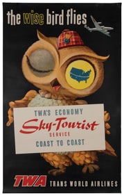 TWA / The Wise Bird Flies TWA’s Economy Sky-Tourist Service...