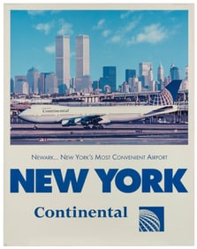 New York / Continental. 1990s. Glossy color airline poster ...
