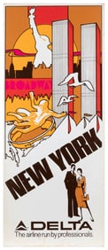 New York / Delta. Circa 1970s. Double-sided cardstock placa...