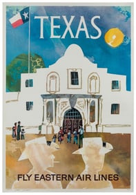 OLIVER, Jane. Texas / Eastern Airlines. 1960s. Color offset...