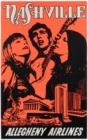 Nashville / Allegheny Airlines. Circa 1970s. Offset lithogr...