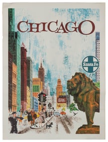 Chicago / Santa Fe. Circa 1950s. Color offset lithograph tr...